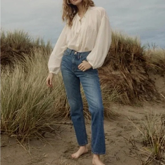 Doen Blue Straight Leg Jeans High-Rise - Picture 2 of 6